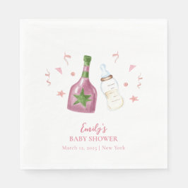 Servilleta De Papel Poppin Rosa Sweet Champagne Botellas Baby Shower