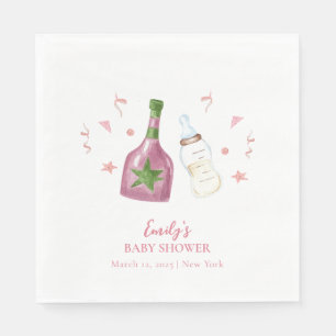 Servilleta De Papel Poppin Rosa Sweet Champagne Botellas Baby Shower