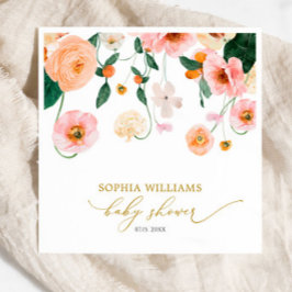 Servilleta De Papel Poppy Rosa Floral Baby Shower Napkins