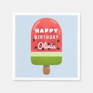 Servilleta De Papel Popsicle de Sandía Adorable Feliz Cumpleaños