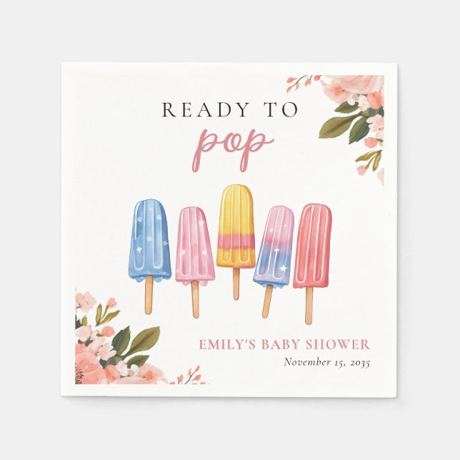 Servilleta De Papel Popsicle Ready to Pop Baby Shower (Anverso)