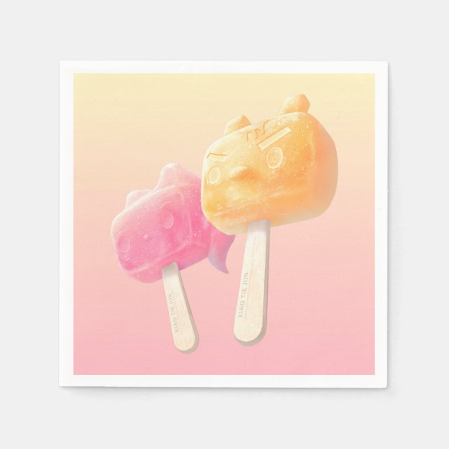 Servilleta De Papel Popsicles de caracteres (Anverso)