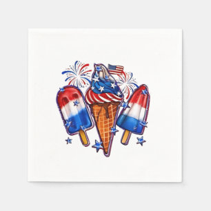Servilleta De Papel Popsicles patrióticos Ice Cream 4 de julio