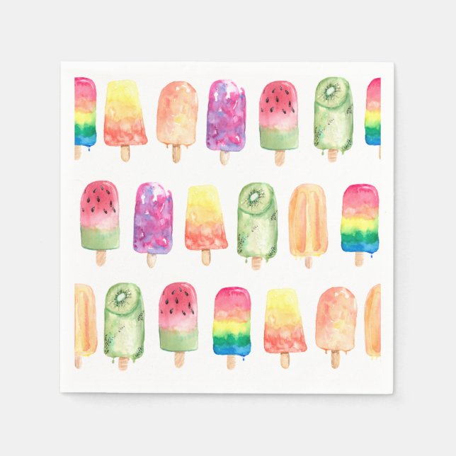 Servilleta De Papel Popsiculos de acuarela (Anverso)