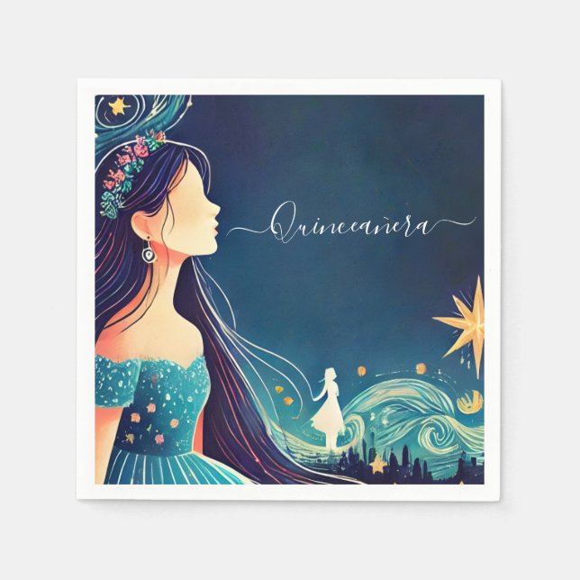 Servilleta De Papel Por Dark Fun Star Prom Starry Night Sky Quinceaner (Anverso)