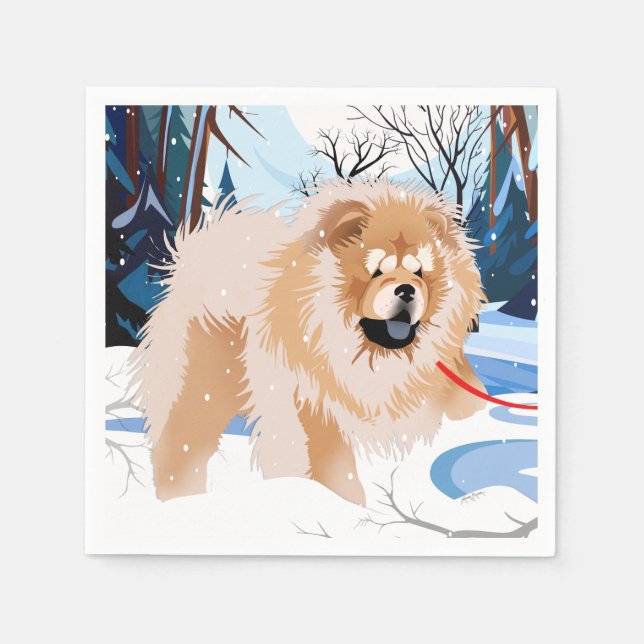 Servilleta De Papel POR EL RÍO RÍO, Napkins Red Chow (Anverso)