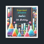 Servilleta De Papel Por Fun Lab Kids Geek Nerd Mad Science 9º cumpleañ<br><div class="desc">Prepárense para una explosión con nuestras "Napkins de Novena Cumpleaños de la Ciencia Mad Nerd Mad de Fun Lab Kids"! Perfecto para los jóvenes entusiastas de la ciencia, este diseño vibrante y peculiar prepara el escenario para un inolvidable fiesta de temática científica. Los elementos lúdicos y los gráficos coloridos animarán...</div>