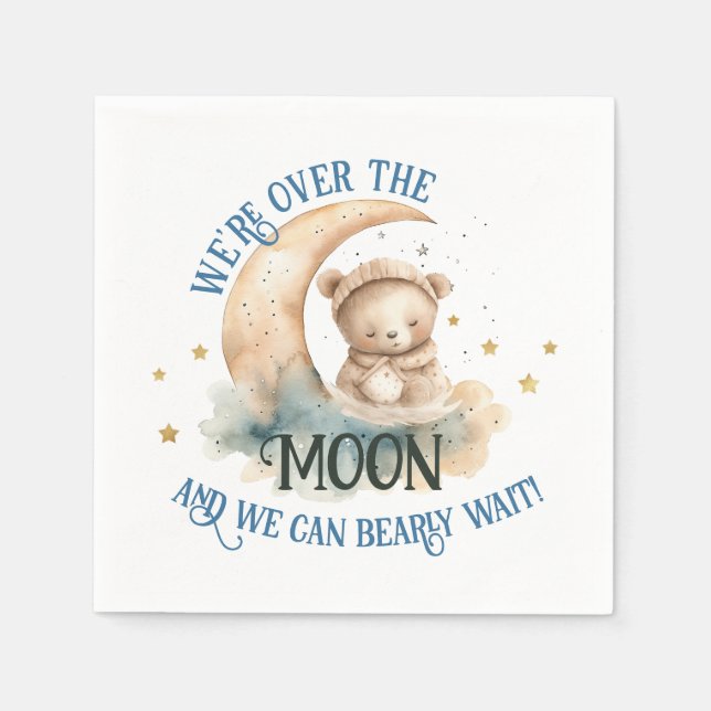 Servilleta De Papel Por La Luna Teddy Bear Bebé Beber Ducha (Anverso)