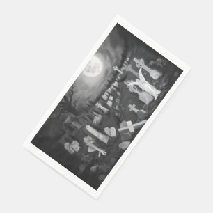 Servilleta De Papel Por la noche en el cementerio - Ángel con el diabl