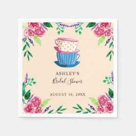 Servilleta De Papel Por la tarde Tea Fiesta Bridal Shower Watercolor d