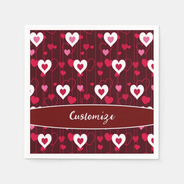 Servilleta De Papel Por siempre amor los corazones rojos (Anverso)