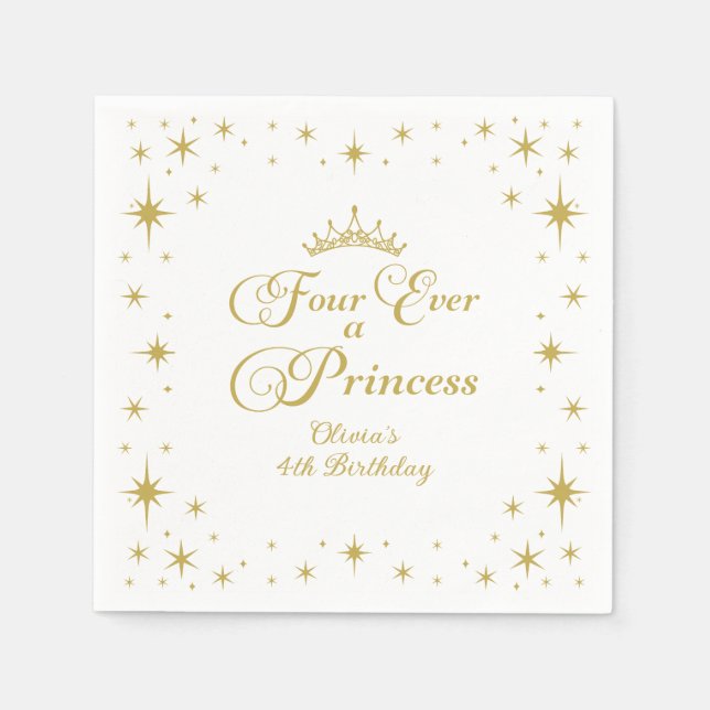 Servilleta De Papel Por Siempre una Princesa Cumpleaños 4 Princesa de  (Anverso)