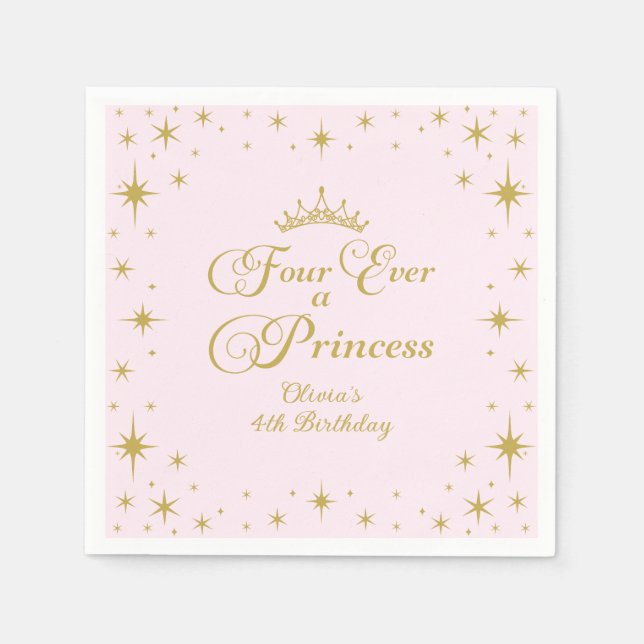 Servilleta De Papel Por Siempre una Princesa Cumpleaños 4 Princesa de  (Anverso)