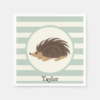 Servilleta De Papel Porcupina de Woodland, Hedgehog; verde salvia clar