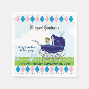 Servilleta De Papel Porte Cute Vintage Blue Baby Boy