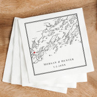 Portland Maine Casco Bay Map Black Elegant Wedding