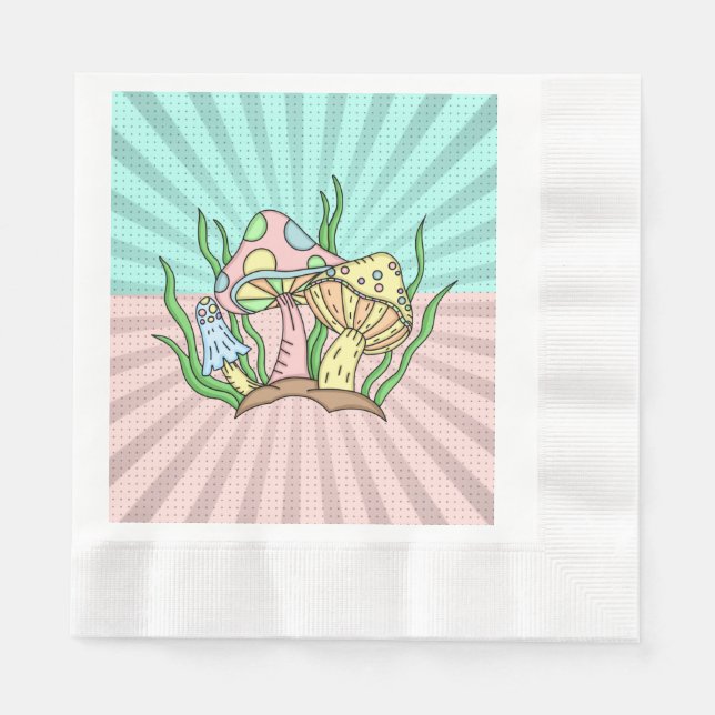 Servilleta De Papel Portobello Mushroom Cute Pastel (Anverso)