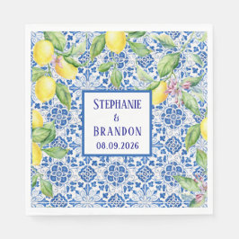 Servilleta De Papel Portuguese Tiles Lemons Mediterranean Wedding