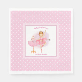 Servilleta De Papel Pos de polka blanca rosa con flores de Ballerina