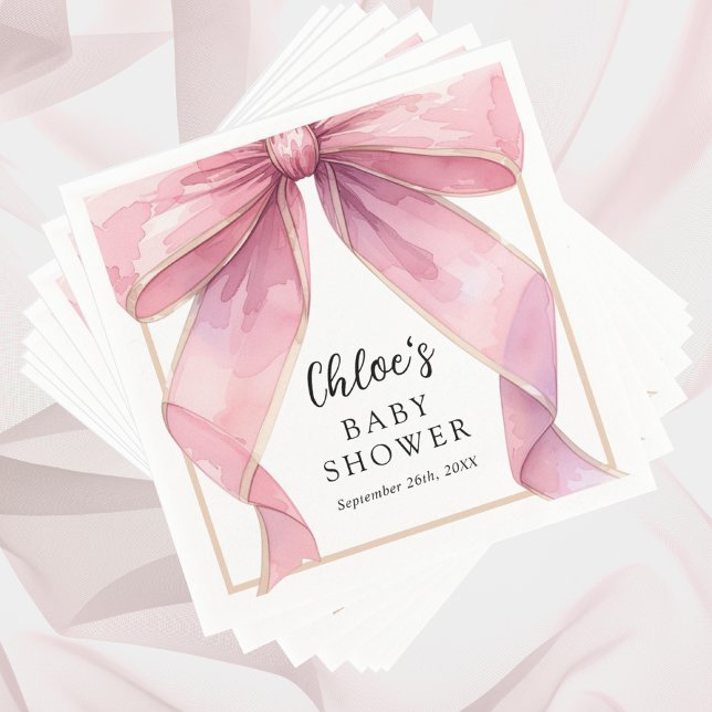 Servilleta De Papel Posh Pink Coquette Bow Baby Shower (Subido por el creador)