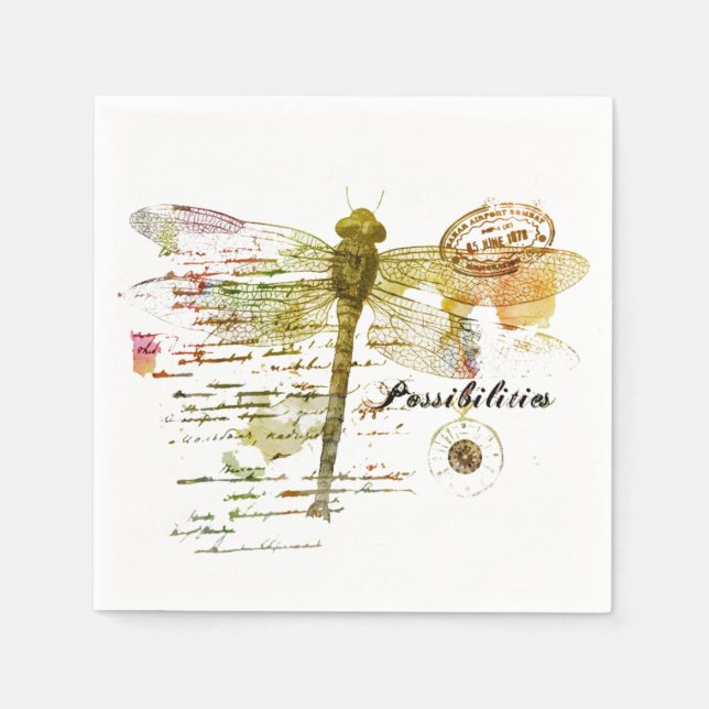 Servilleta De Papel Posibilidades libélula (Anverso)