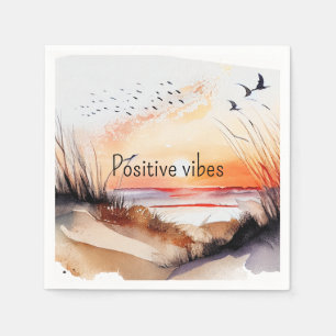 Servilleta De Papel Positivo Vibes Beach Sunset con Aves