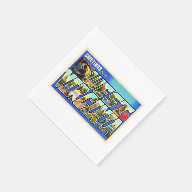 Servilleta De Papel Postal carta grande del estado de Virginia Occiden (Borde)