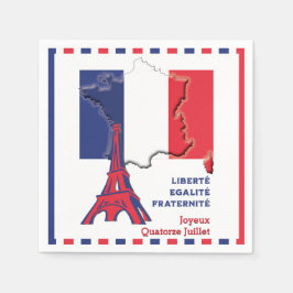 Servilleta De Papel Postal de bandera francesa Patriotic BASTILLE DAY