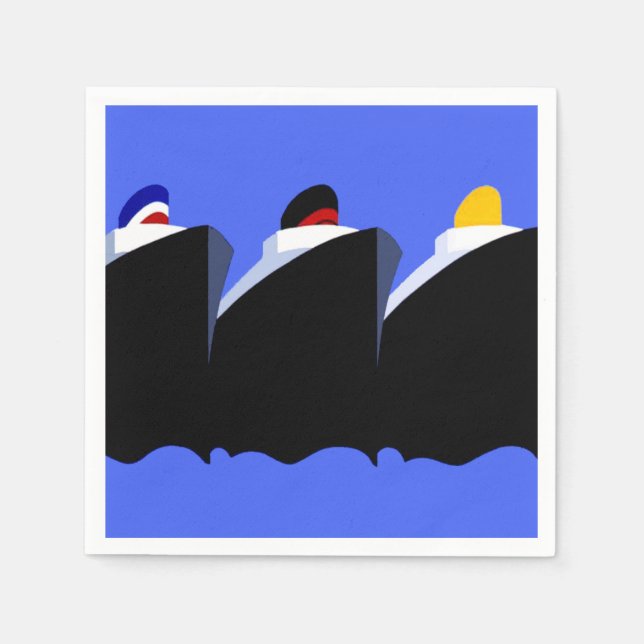 Servilleta De Papel Poster Art Deco de los buques de crucero de época (Anverso)