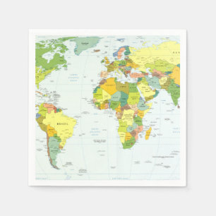Servilleta De Papel Póster de Atlas Mapa Mundial Político: Decoración