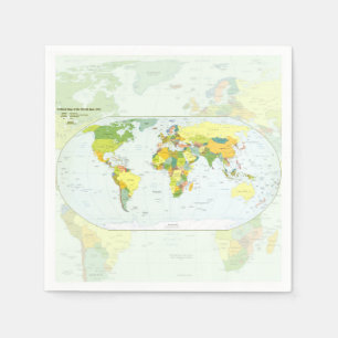 Servilleta De Papel Póster de Atlas Mapa Mundial Político: Decoración