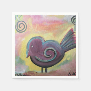 Servilleta De Papel Poster de Bella Artes de pájaro rojo gordo