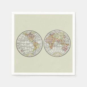 Servilleta De Papel Póster de Globo de Mapa Mundial de 1916 Vintage He