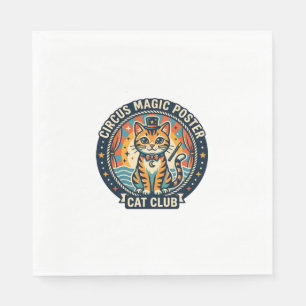 Servilleta De Papel Póster de Magia de Circo Gato Diseño de Gatito Lin