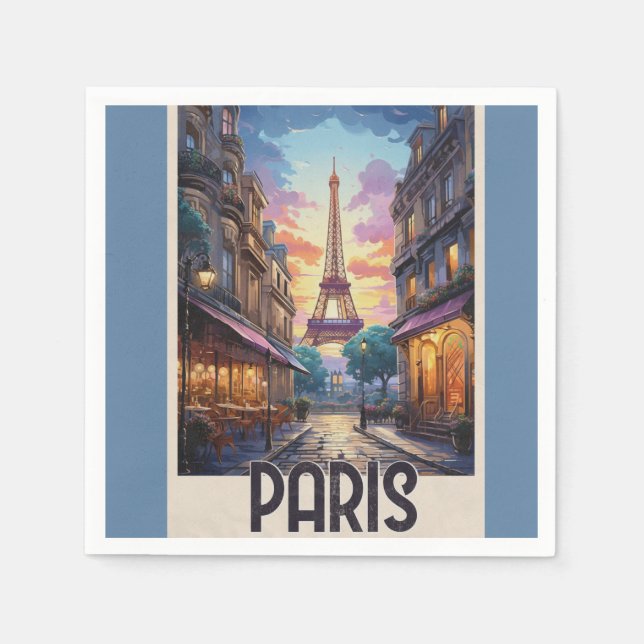 Servilleta De Papel Póster de viaje a París (Anverso)