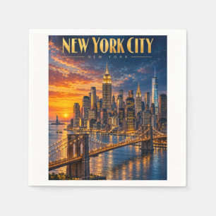 Servilleta De Papel Póster de viaje de la puesta de sol del cielo dora