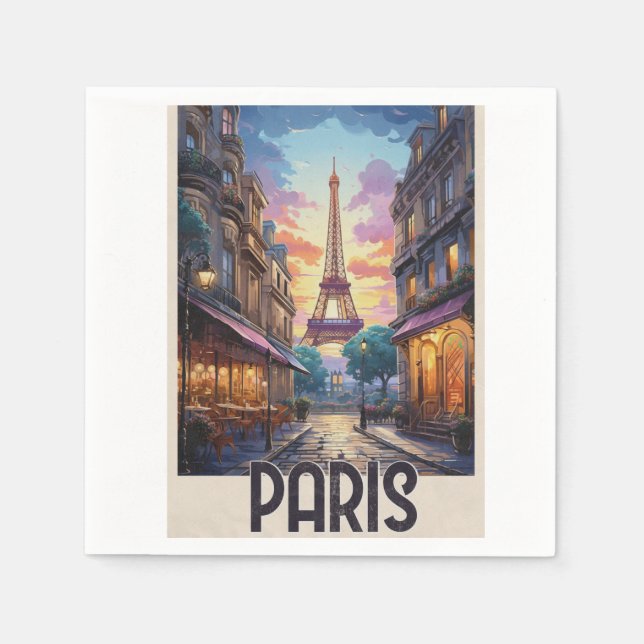 Servilleta De Papel Póster de viaje de París (Anverso)