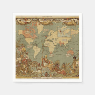 Servilleta De Papel Póster del mapa mundial del Imperio Británico de 1