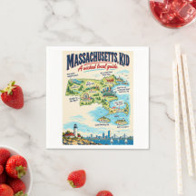 Póster divertido del mapa de Massachusetts | Wicke