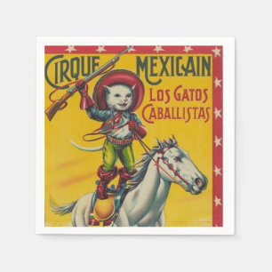 Servilleta De Papel Poster mexicano del circo del gato del vaquero del