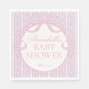 Servilleta De Papel Postre de Baby Shower Floral Antiguo Morado Elegan