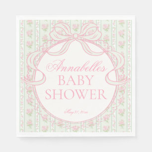 Servilleta De Papel Postre de Baby Shower Floral Antiguo Verde Elegant