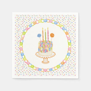 Servilleta De Papel Postre de Cumpleaños con Confeti