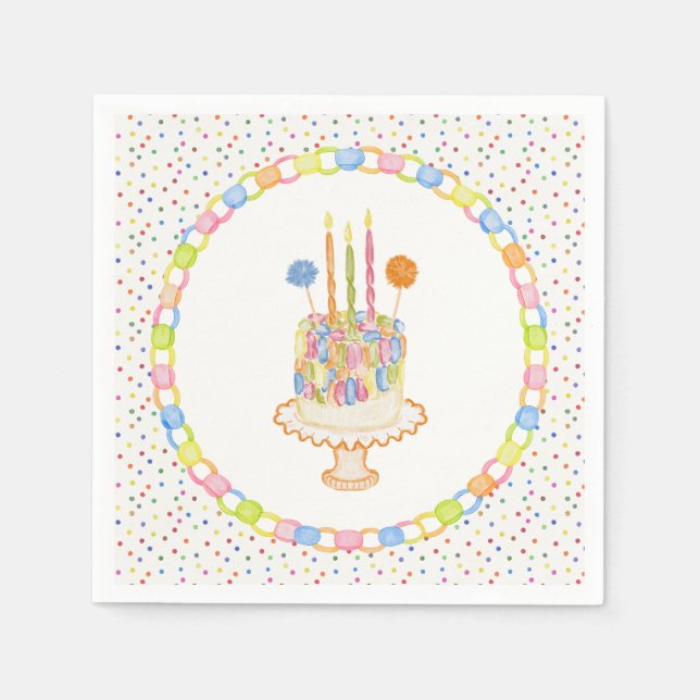 Servilleta De Papel Postre de Cumpleaños con Confeti (Anverso)