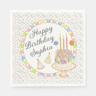 Servilleta De Papel Postre de Cumpleaños con Confeti