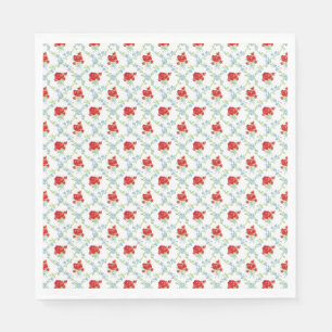 Servilleta De Papel Postre de fiesta floral elegante vintage rojo y az