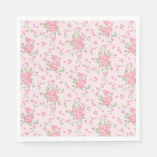 Servilleta De Papel Postre de fiesta floral elegante vintage rosa