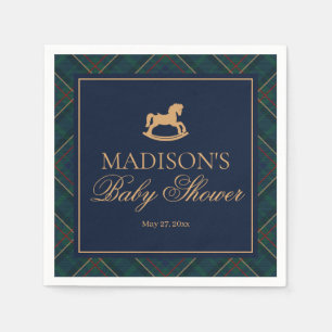 Servilleta De Papel Postre de Plaid Classic Rocking Horse para Baby Sh