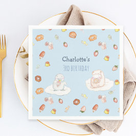 Servilleta De Papel Postres de ovejas azules y dulces acuarela niños c