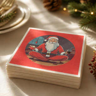 Servilleta De Papel Postura de Yoga de Santa de Navidad
